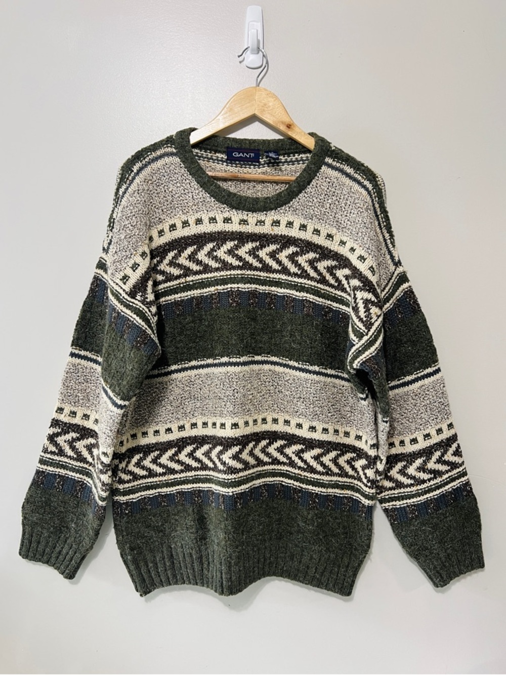Vintage Gant Knit Crewneck Pullover Sweater Size Large Cottagecore Fisherman